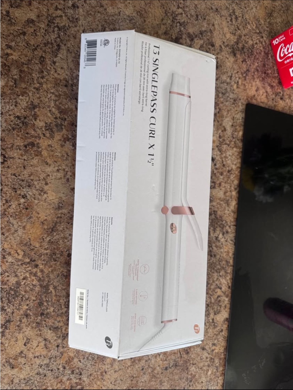 T3 SinglePass Curl X 1½" Curling Iron - White with Rose Gold Trim - Picture 2 of 5
